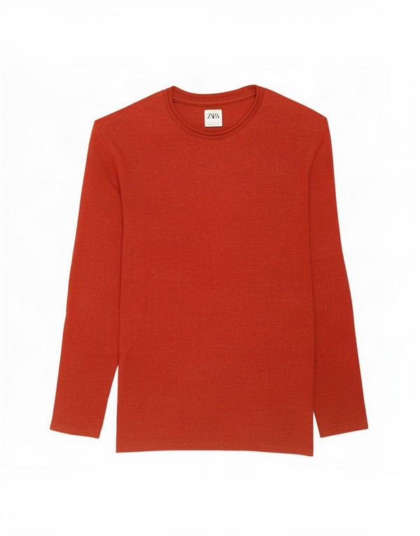 Zara Herre sweater med rund hals, medium rød bomuld