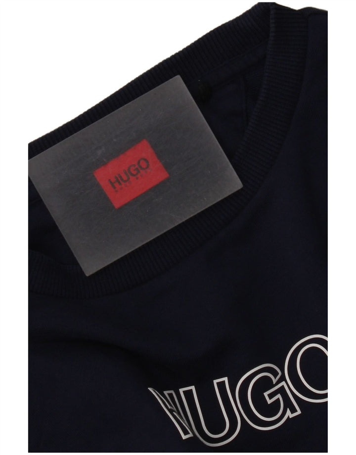 Hugo Boss Dame Grafisk Oversized Sweatshirt Jumper UK 10 Small Navy Blue