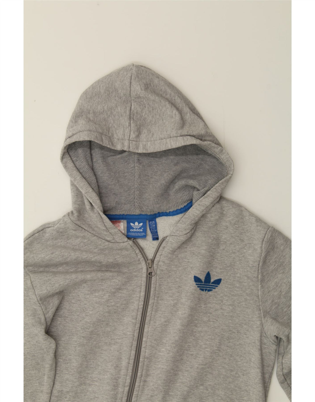 ADIDAS Boys Graphic Zip Hoodie Sweater 13-14 Years Grey Vintage Adidas and Second-Hand Adidas from Messina Hembry 