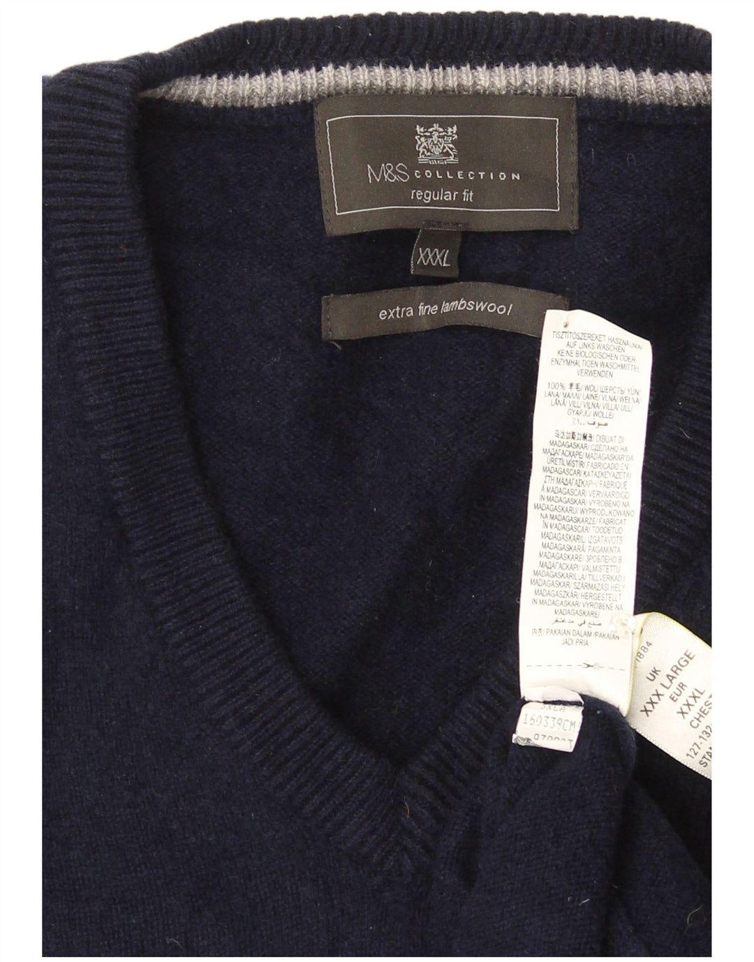 Marks & Spencer Herrevest Tank Top 2XL Marineblå Uld