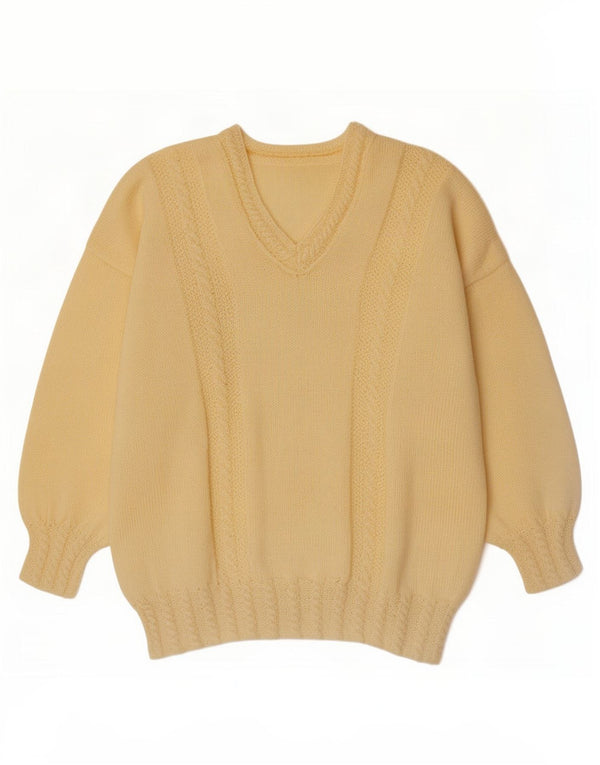 Vintage Dame V-hals sweater UK 16 Stor Gul