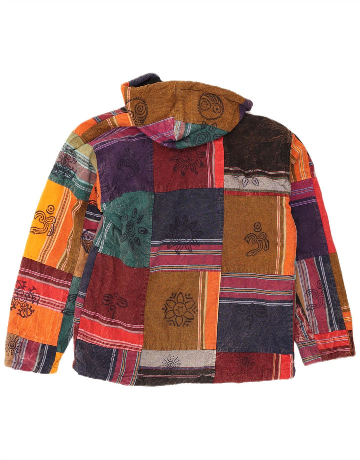 Vintage Herre Hætte Anorak Jacket UK 36 Small Multicolored Patchwork Aztec