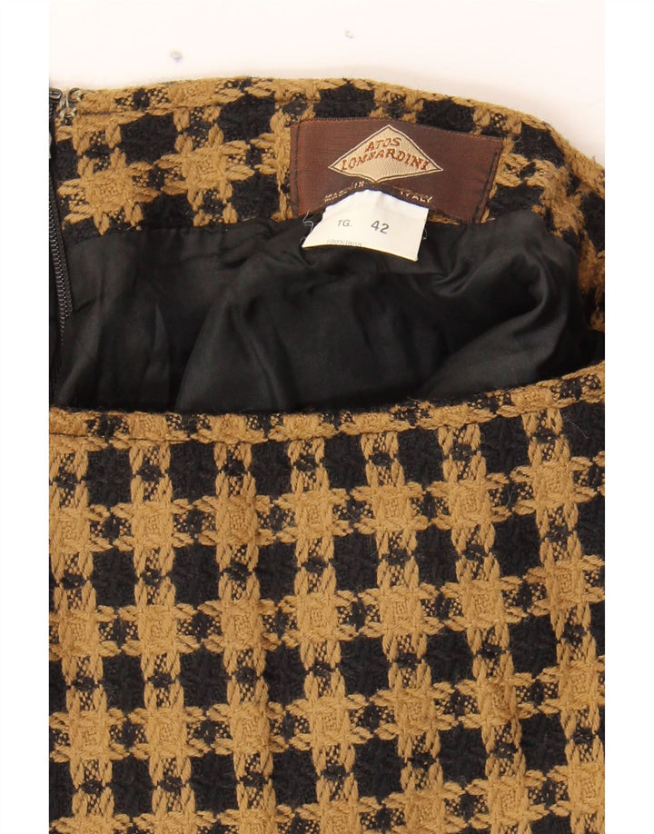 ATOS LOMBARDINI Womens Pencil Skirt IT 42 Medium W28  Brown Check Wool Vintage Atos Lombardini and Second-Hand Atos Lombardini from Messina Hembry 