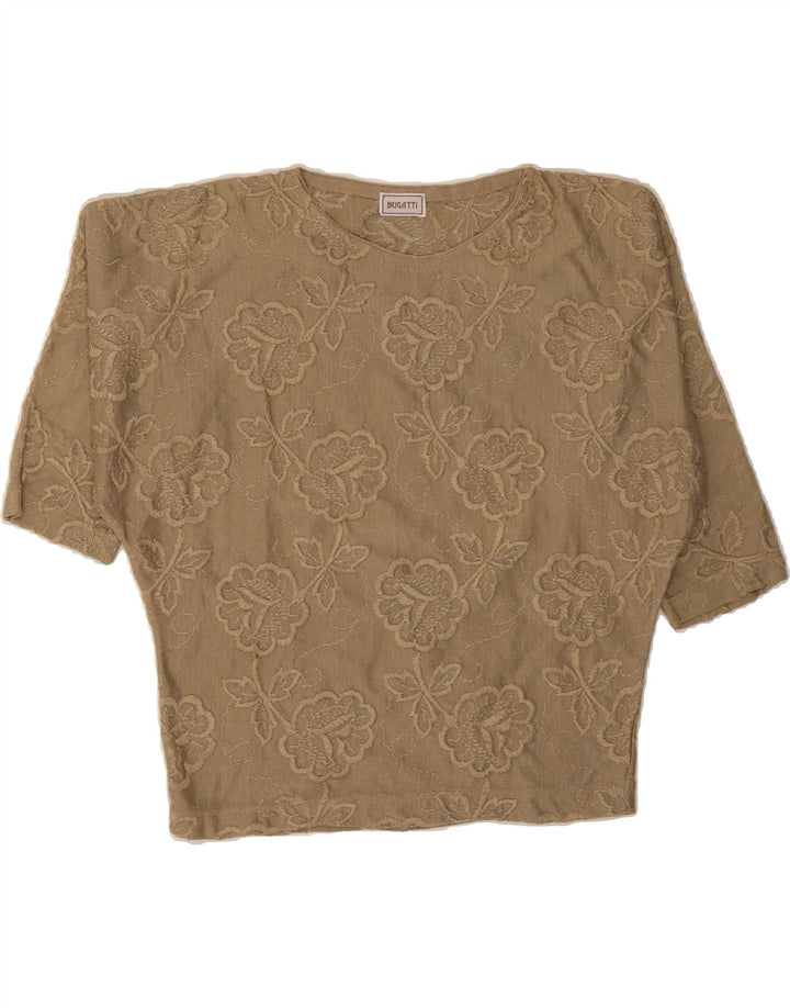 BUGATTI Womens Batwing Blouse Top EU 44 XL Beige Floral Cotton Vintage Bugatti and Second-Hand Bugatti from Messina Hembry 