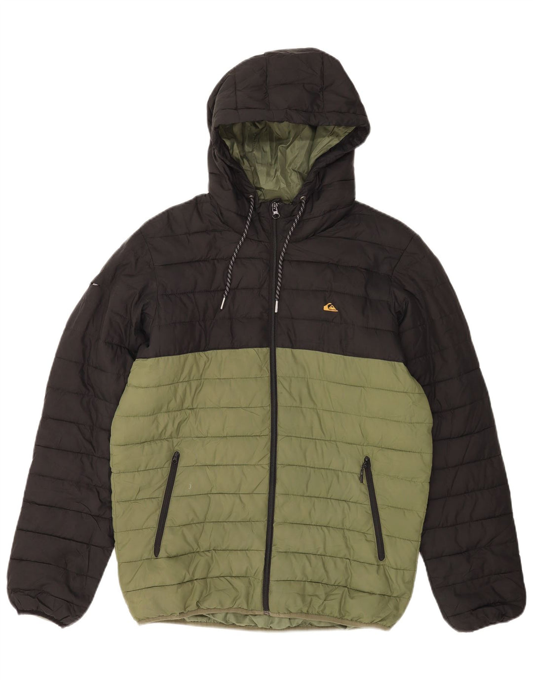 Quiksilver Herre hættepolstret jakke UK 38 Medium Green Colourblock