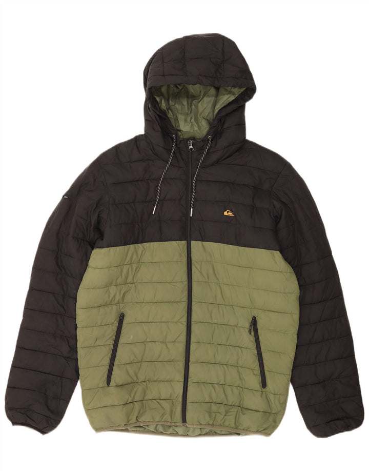 Quiksilver Herre hættepolstret jakke UK 38 Medium Green Colourblock