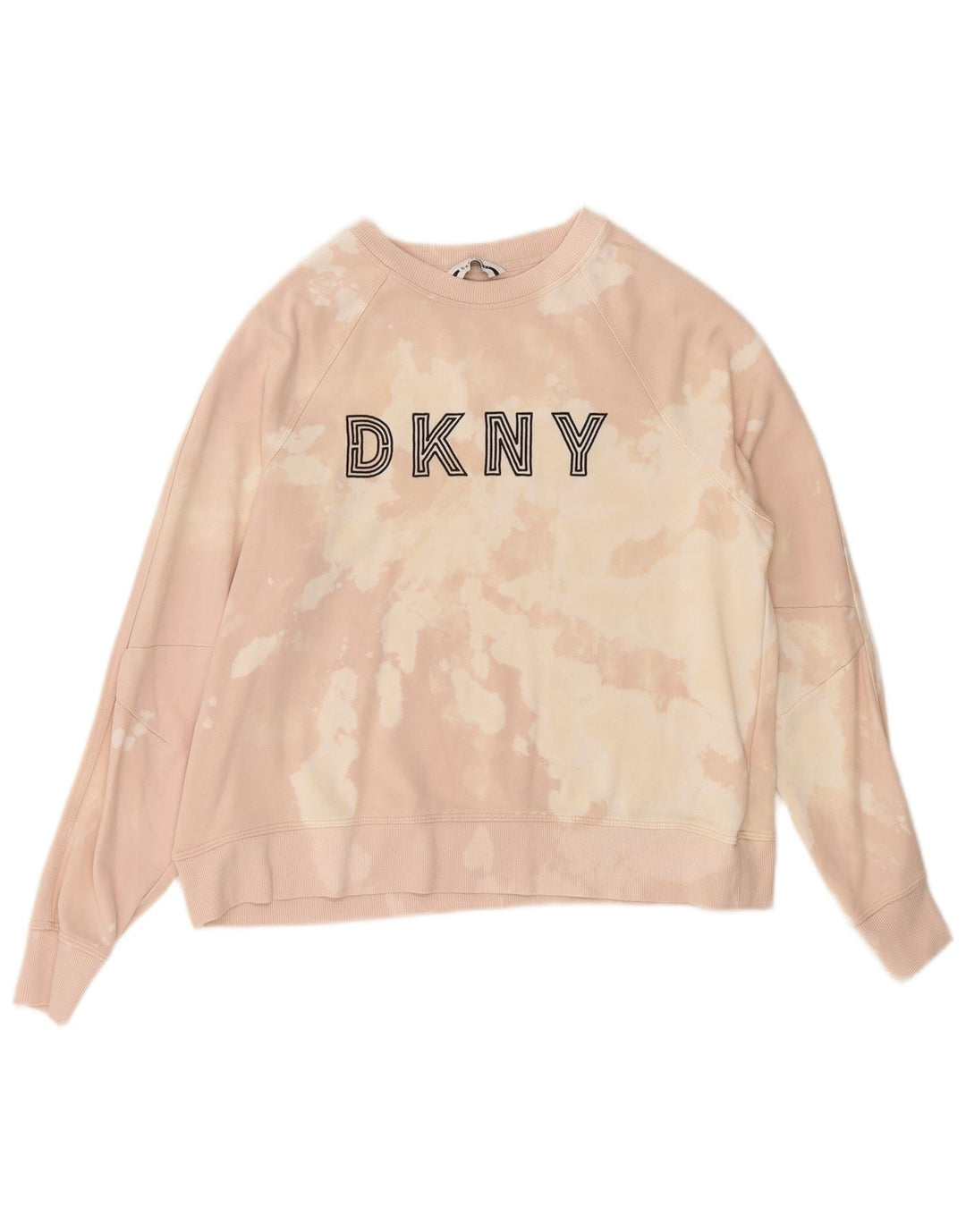 Dkny Womens Grafisk Sweatshirt Jumper UK 14 Medium Pink Tie Dye Bomuld