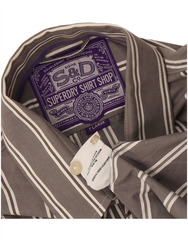 Superdry herreskjorte XL gråstribet bomuld