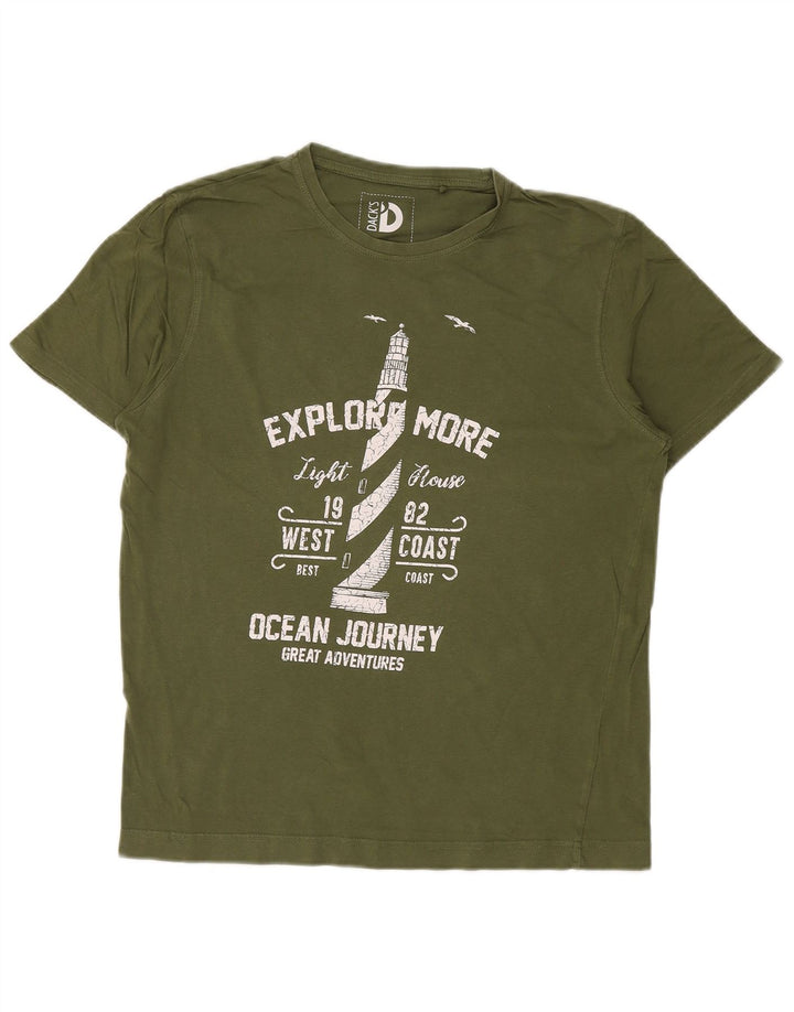Dacks grafisk t-shirt til mænd, medium kaki bomuld