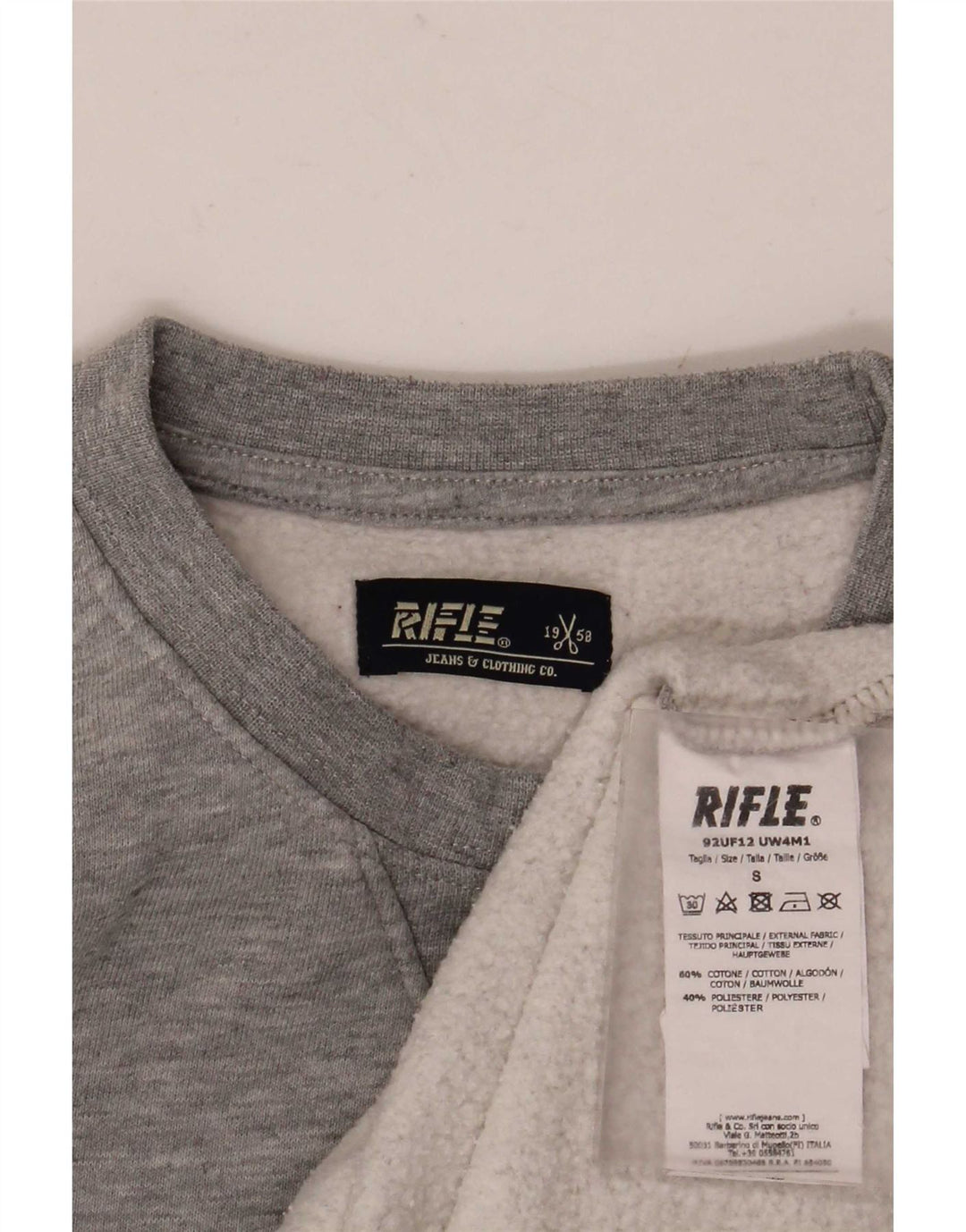 Rifle Herre Grafisk Sweatshirt Jumper Lille Grå Flecked Bomuld