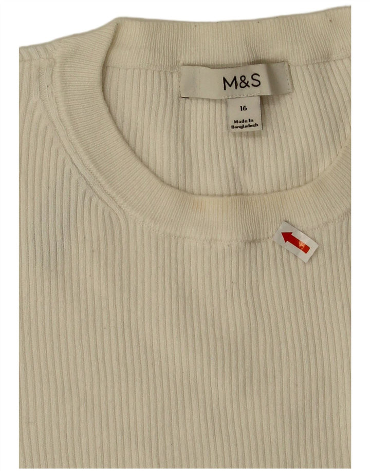 Marks & Spencer Dametop Langærmet UK 16 Large White Viscose