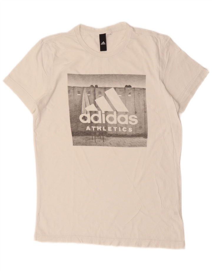 Adidas Grafisk T-shirt top til mænd, lille hvid bomuld