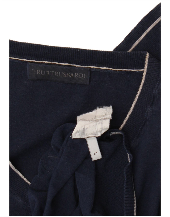 Trussardi Herre V-hals sweater Stor Marineblå