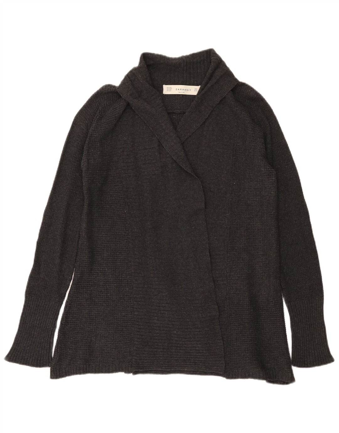 Zara Womens Open Cardigan Sweater UK 12 Medium Grey Bomuld