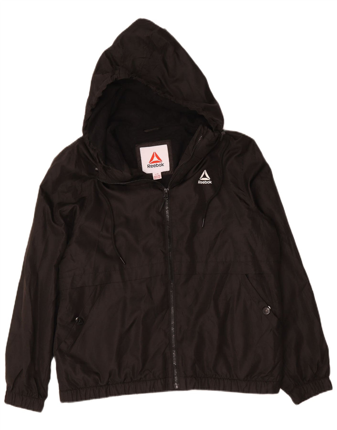 Reebok Herre Hooded Bomber Jacket UK 40 Large Black Polyester