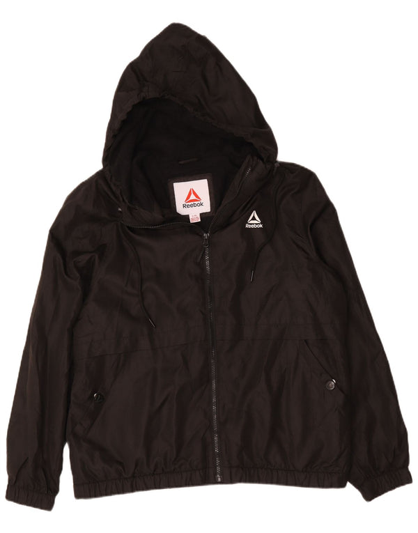 Reebok Herre Hooded Bomber Jacket UK 40 Large Black Polyester