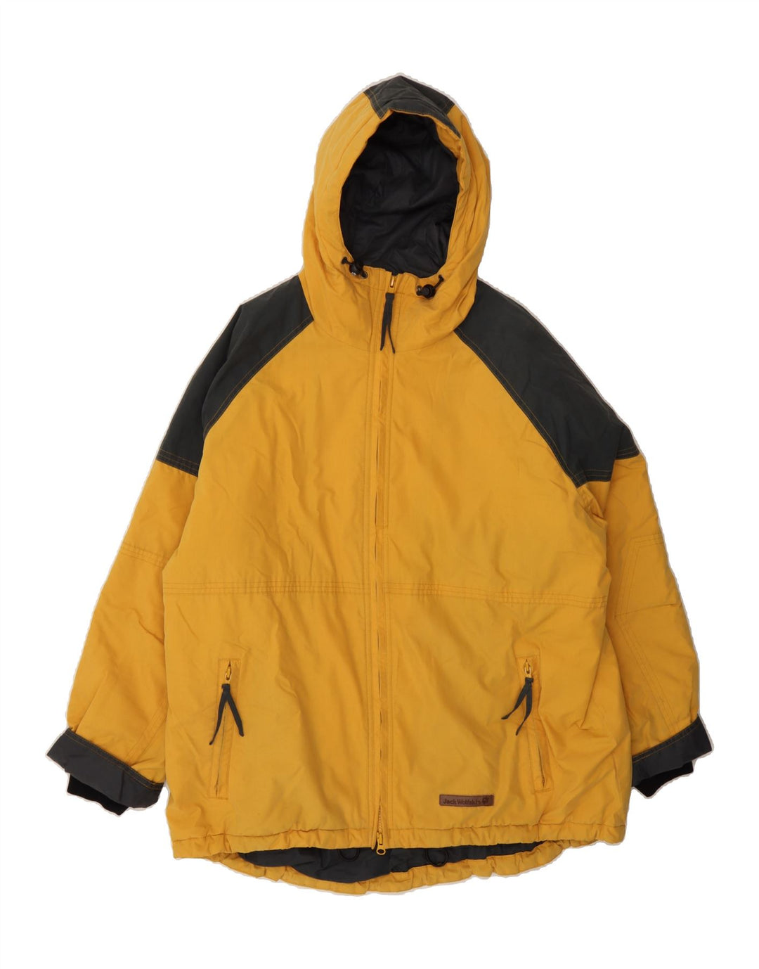 JACK WOLFSKIN Mens Windbreaker Jacket UK 38 Medium Yellow Colourblock Vintage Jack Wolfskin and Second-Hand Jack Wolfskin from Messina Hembry 