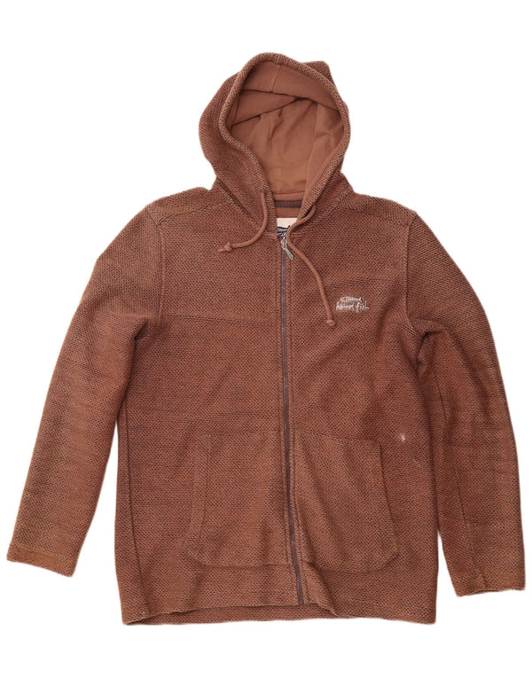 WEIRD FISH Herre hættetrøje med lynlås Stor brun bomuld