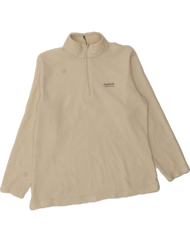 REGATTA Womens Zip Neck Fleece Jumper UK 16 Large Beige Polyester Vintage Regatta and Second-Hand Regatta from Messina Hembry 