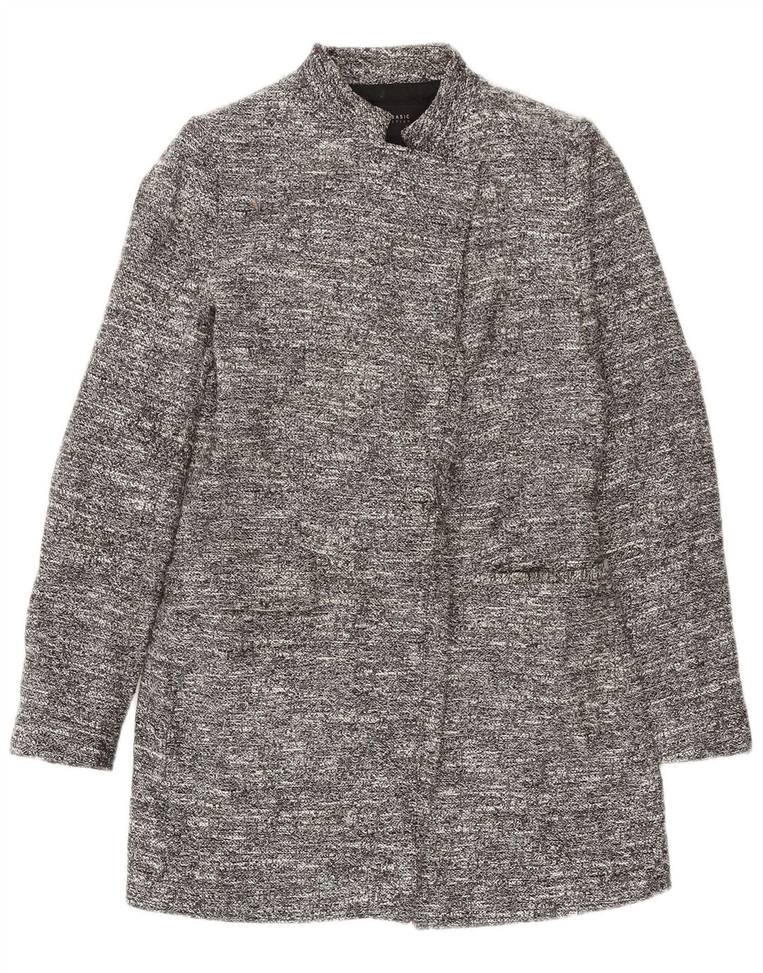 Zara Dame Longline Blazer Jacket UK 12 Medium Grey Flecked Acetate