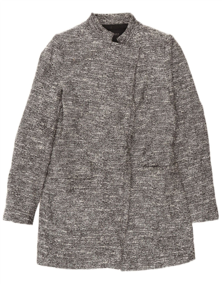 Zara Dame Longline Blazer Jacket UK 12 Medium Grey Flecked Acetate