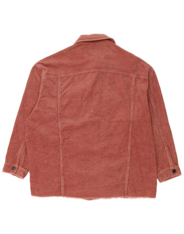 Zara Dame Oversized Corduroy Jacket UK 10 Small Pink Bomuld
