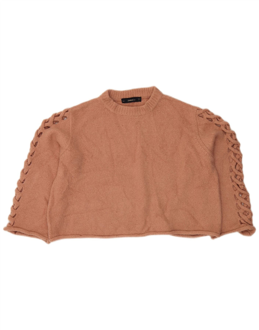 Zara Womens Crop Jumper Sweater UK 12 Medium Orange Polyester