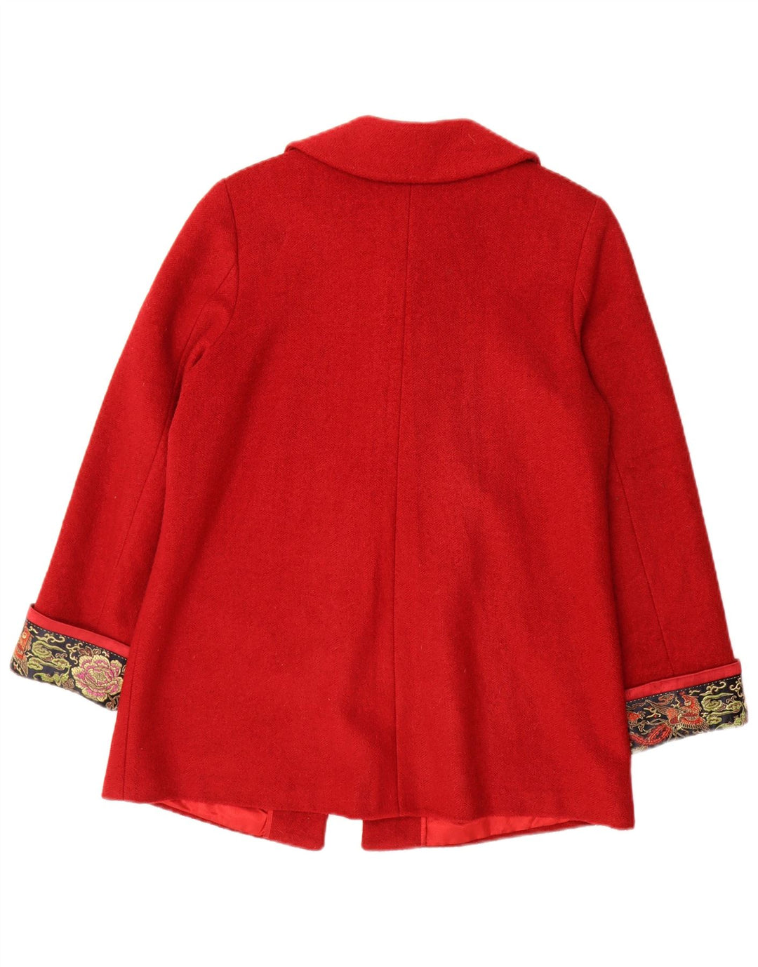 Vintage overfrakke til kvinder UK 14 Medium Rød Paisley