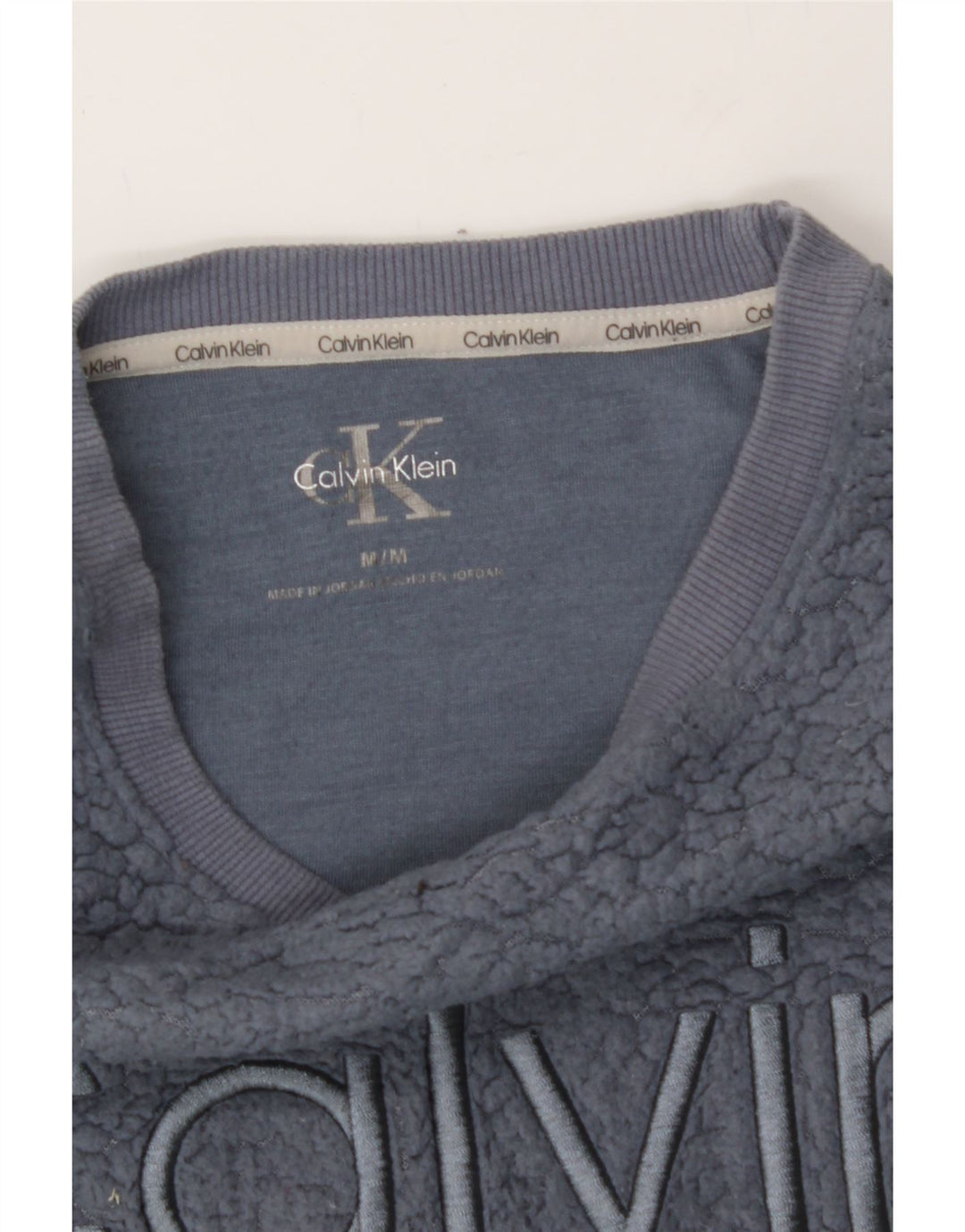 CALVIN KLEIN Womens Graphic Fleece Jumper UK 14 Medium Grey Polyester Vintage Calvin Klein and Second-Hand Calvin Klein from Messina Hembry 