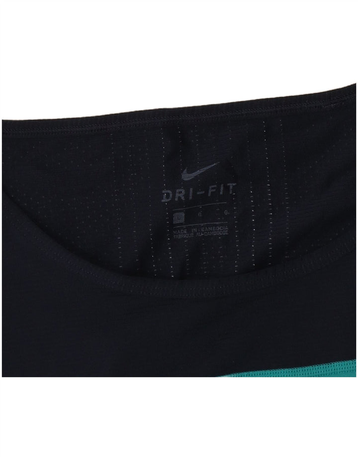 Nike Herre Dri Fit Grafisk Vest Top Large Navy Blue Colourblock