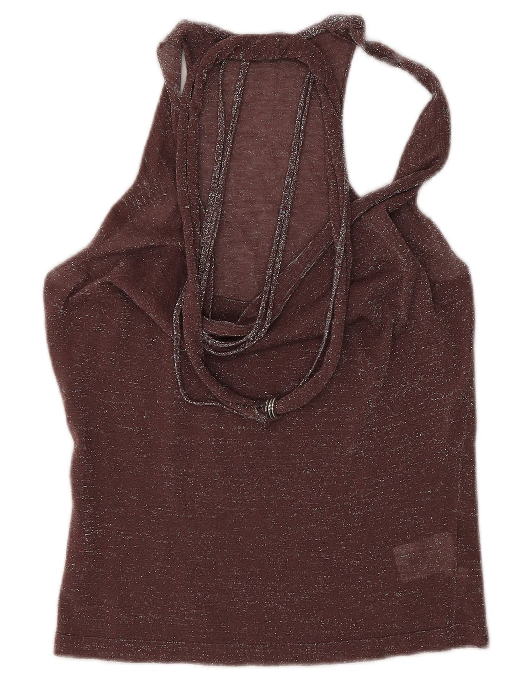 Liu Jo Womens Crop Vest Top IT 40 Small Brown Flecked Bomuld