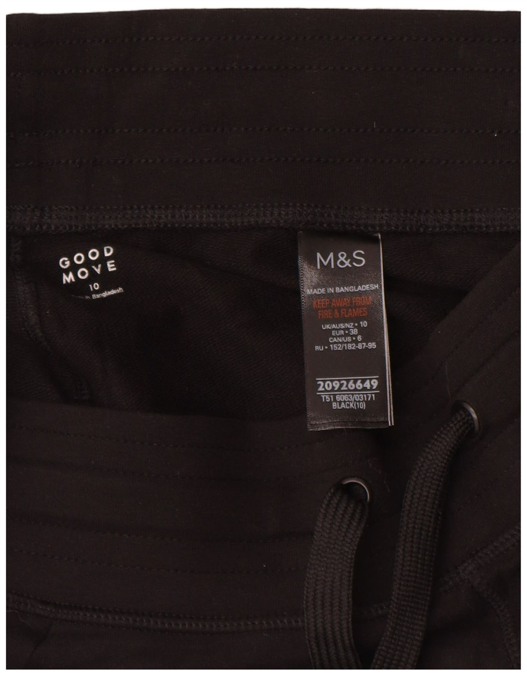 MARKS & SPENCER Træningsdragt til kvinder Joggers UK 10 Small Black