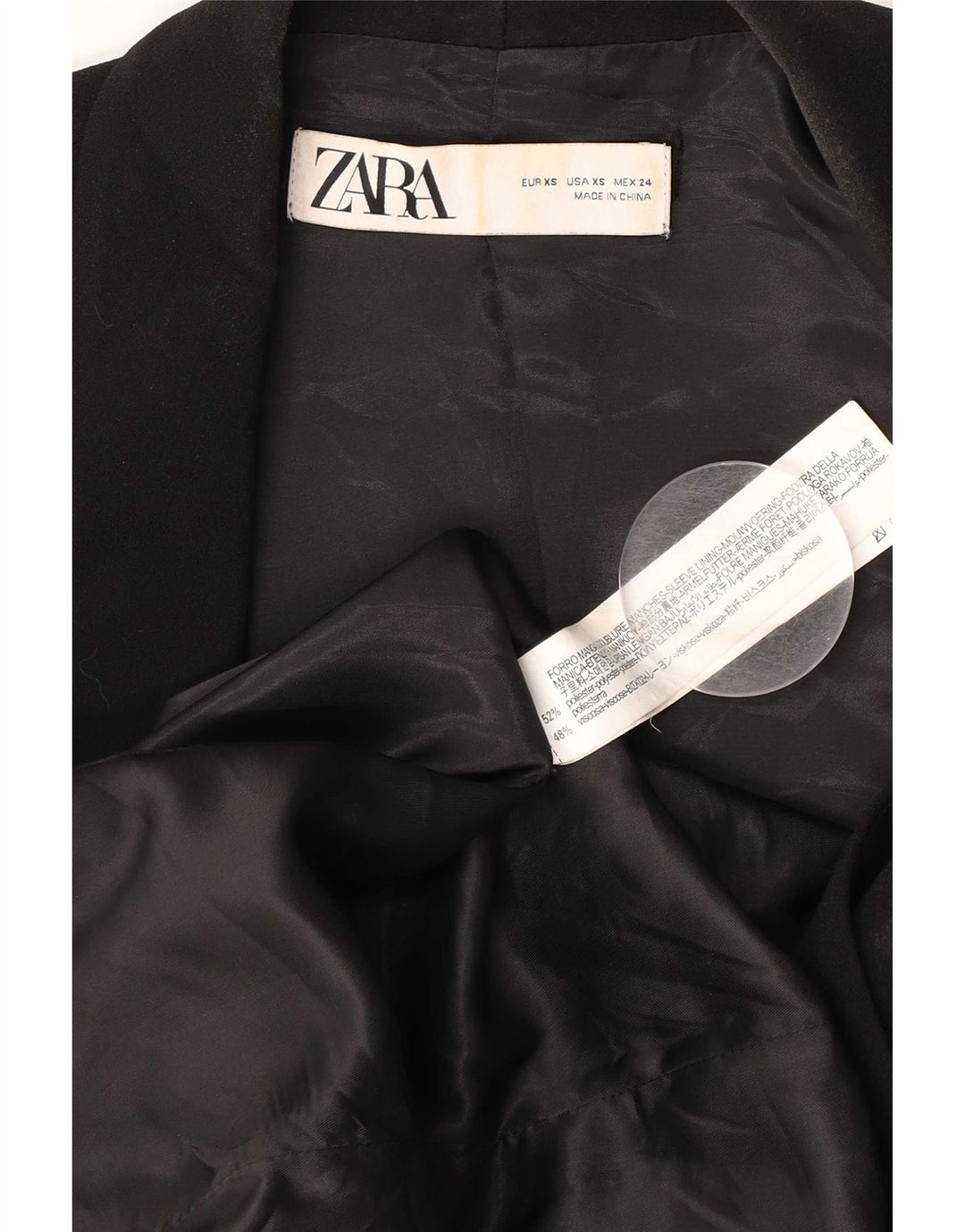 Zara Dame Oversized Blazer Jacket UK 6 XS Sort Polyester