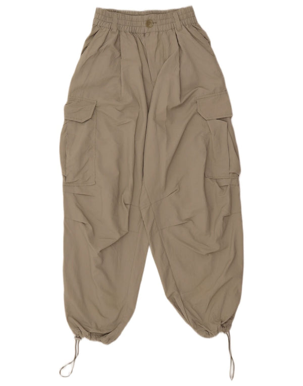 Zara Dame Loose Fit Joggers Cargo Bukser XS W25 L25 Grøn Nylon