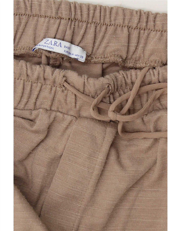 Zara Womens Crop træningsdragt Bukser UK 12 Medium Beige
