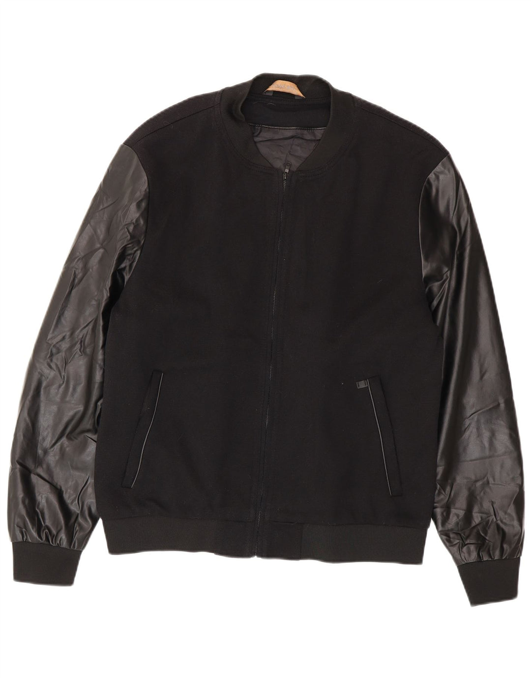 Zara Herre Bomber Jacket UK 42 XL Sort Polyester