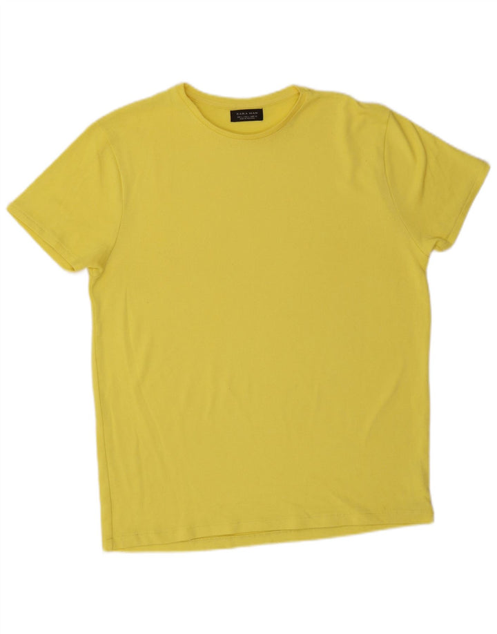 Zara Herre T-Shirt Top Stor Gul Polyester