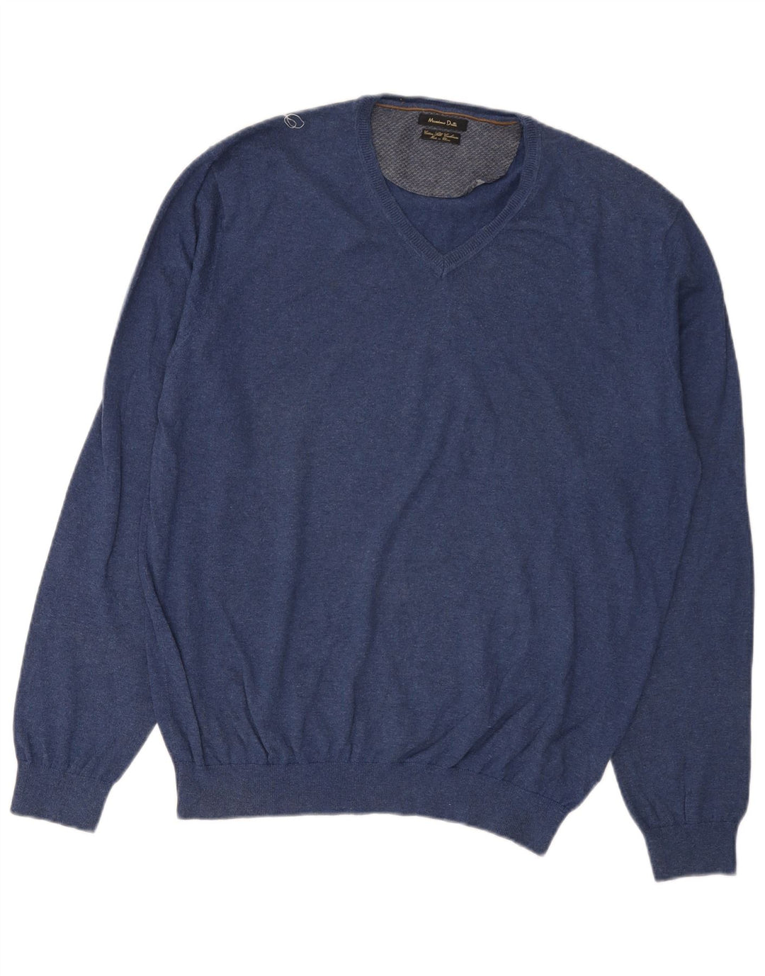 Massimo Dutti Herre V-hals sweater XL marineblå bomuld