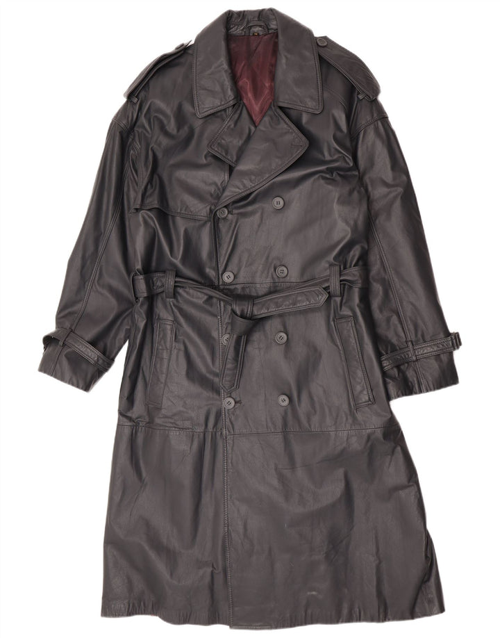 Machiavelli Herre Læder Dobbeltradet Frakke IT 48 Medium Grey Læder
