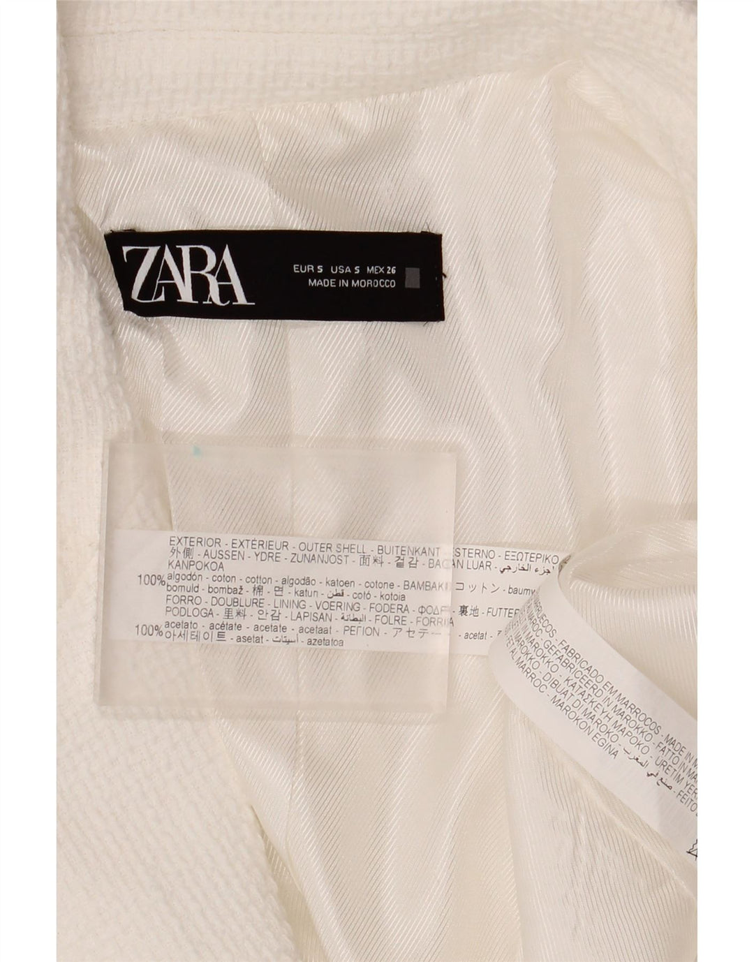 Zara Dame Dobbeltradet Blazer Jacket UK 10 Small White Bomuld