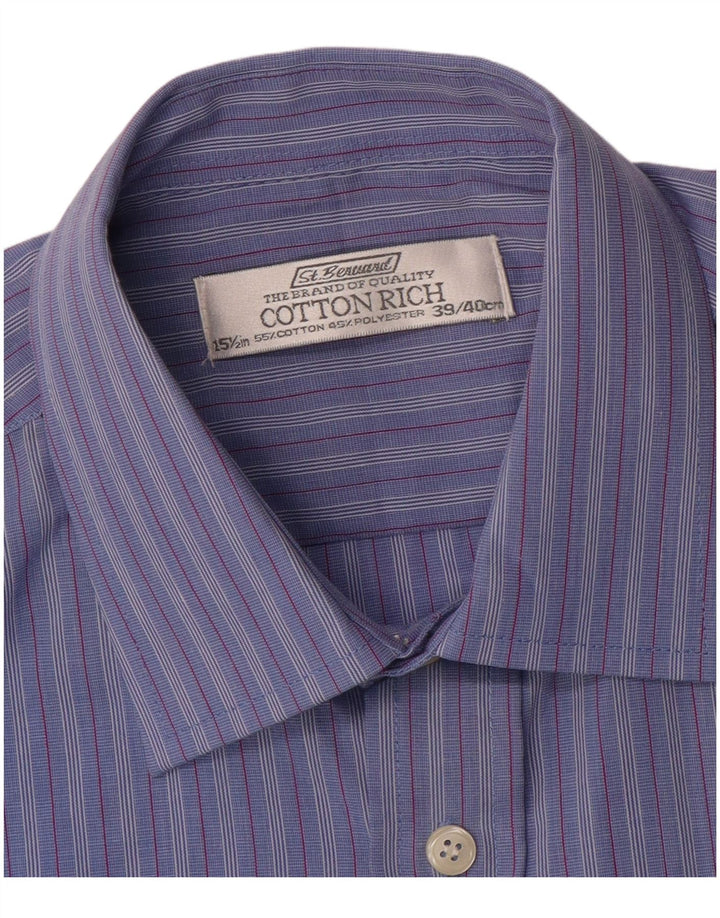 ST. BERNARD Mens Shirt Size 15 1/2 39/40 Medium Blue Striped Cotton