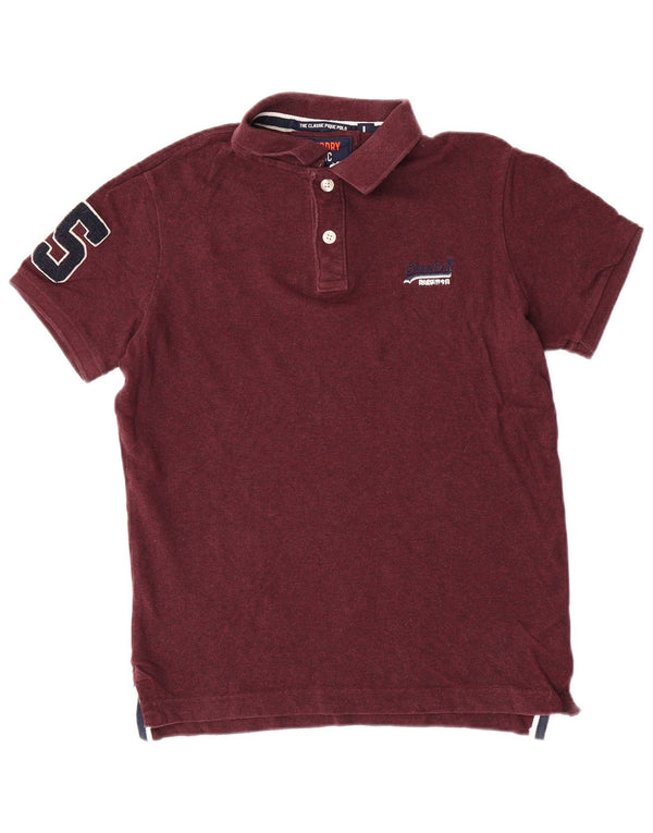Superdry Kortærmet Herre Slim Fit Polo Shirt Stor Bourgogne Bomuld