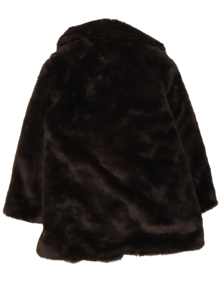 BENETTON Womens Oversized Faux Fur Overcoat UK 14 Medium Black Modacryl