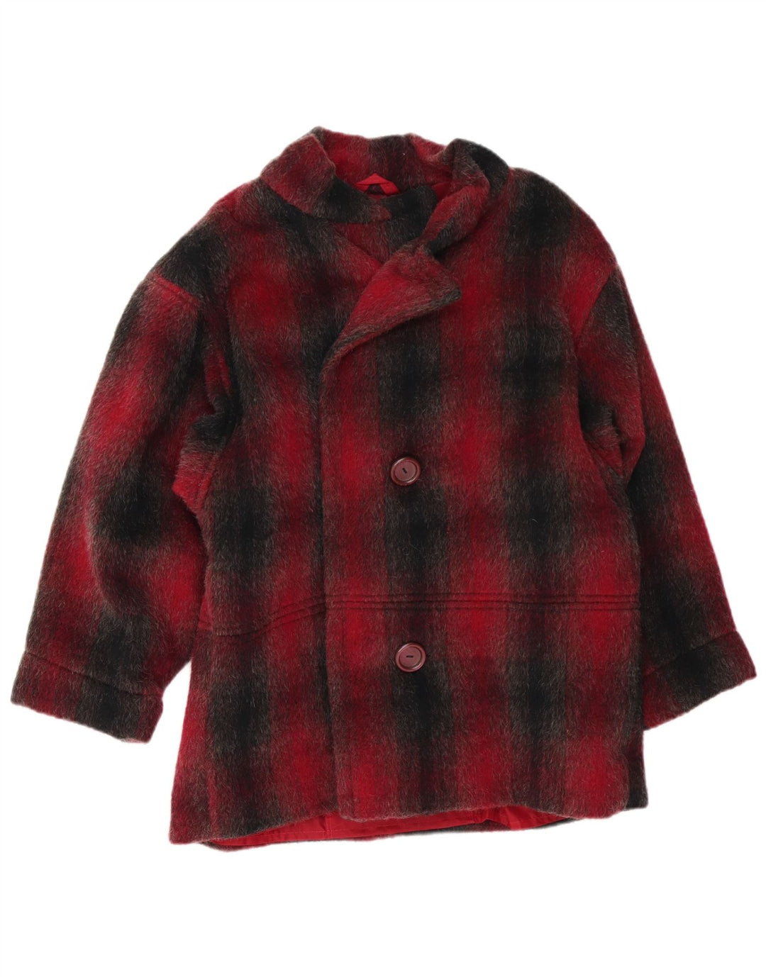 VINTAGE Dameoverfrakke UK 16 Large Red Check