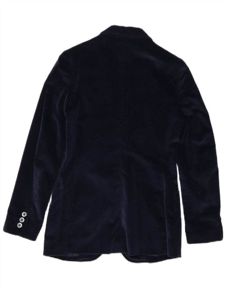 Vintage Dame Velvet 2 Button Blazer Jacket IT 42 Medium Navy Blue