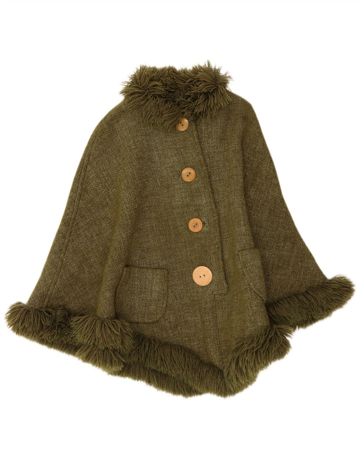 Vintage ponchofrakke til kvinder One Size Khaki