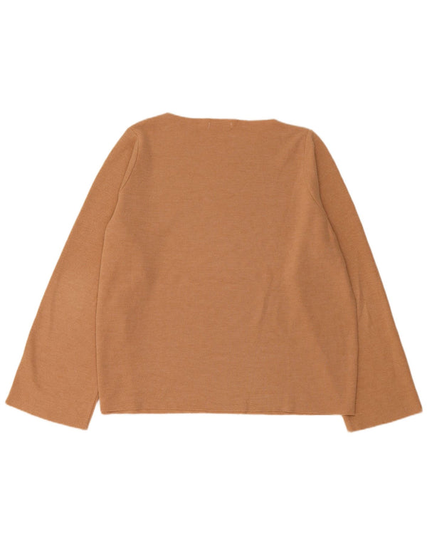Zara Dame Oversized Top Langærmet UK 16 Stor Brun Bomuld