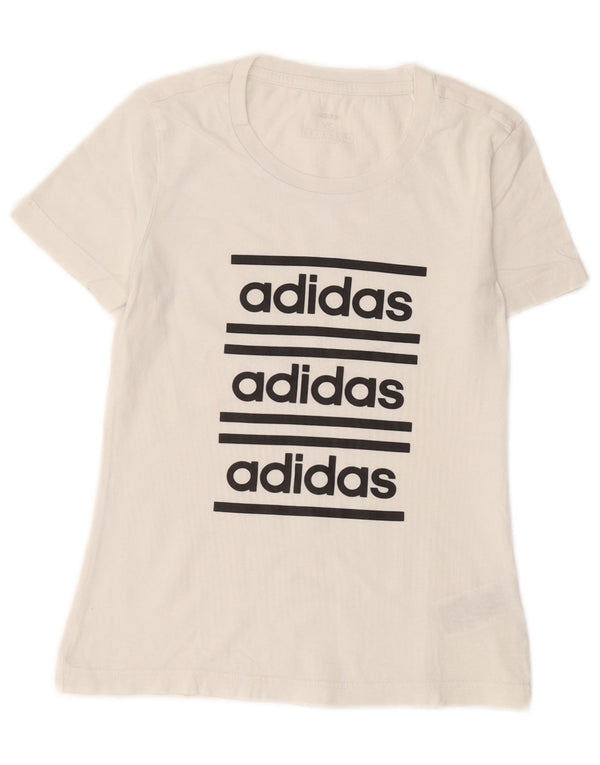Adidas grafisk T-shirt top til kvinder 4 XS hvid bomuld