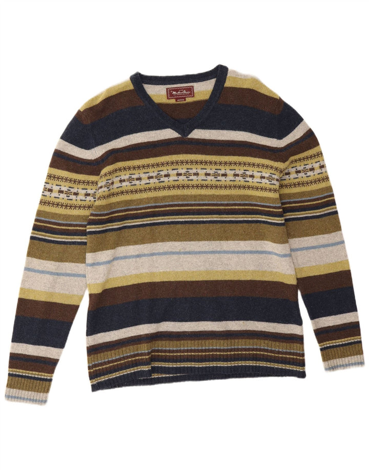 Marlboro Classics Herre V-hals sweater Medium Flerfarvet Stribet