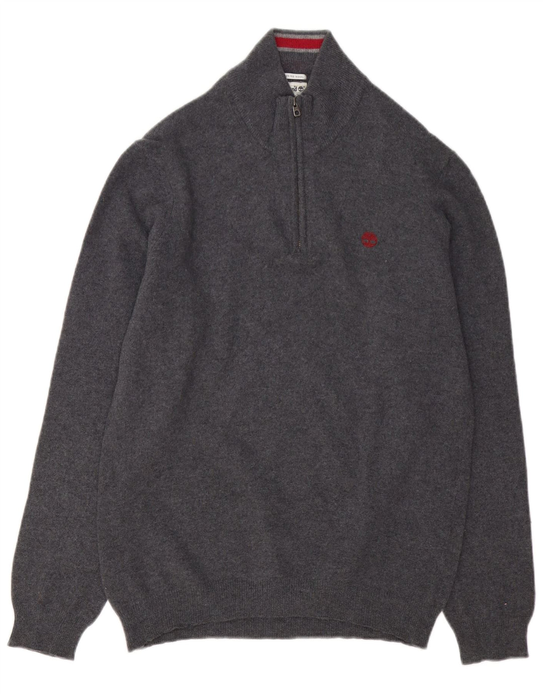 Timberland Herre Zip Neck Jumper Sweater Stor Grå Merinould